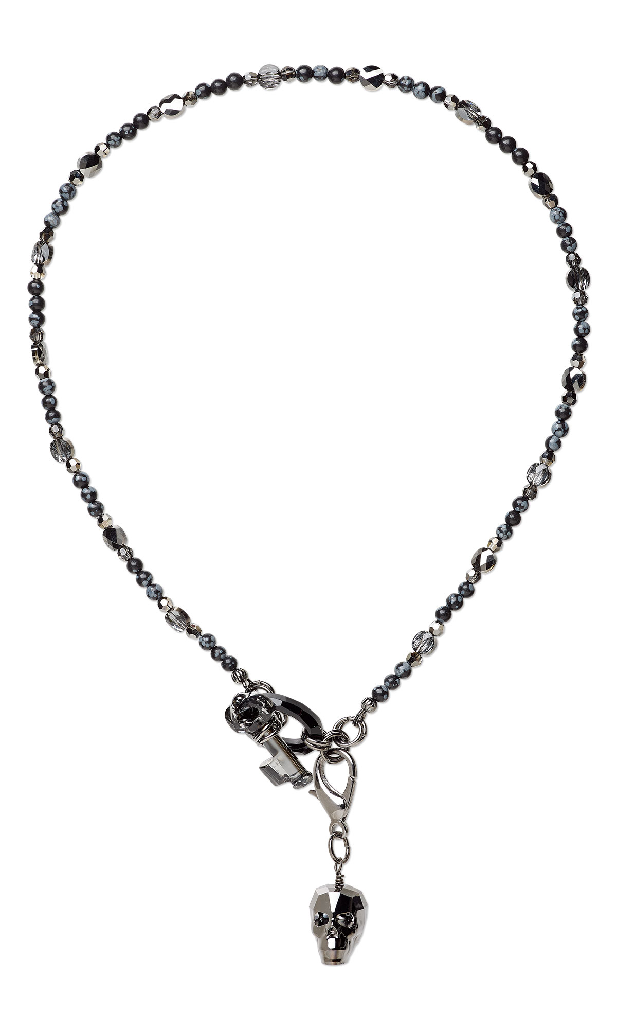 Jewelry Design - Single-Strand Necklace with Snowflake Obsidian ...