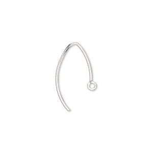 Earwire, sterling silver, 30mm fishhook with 18x14mm fancy design and 5 ...